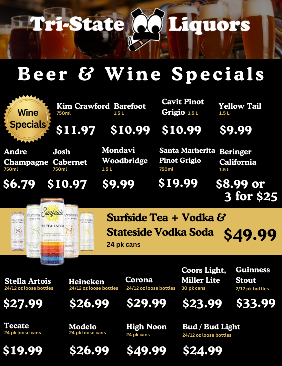 Discount Taxfree Liquor Store DelawareMonthly Beverage Specials