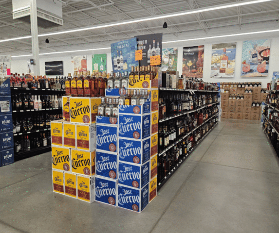 Tri- State Liquor Store Interior Bottled Liquor and Wine Aisle